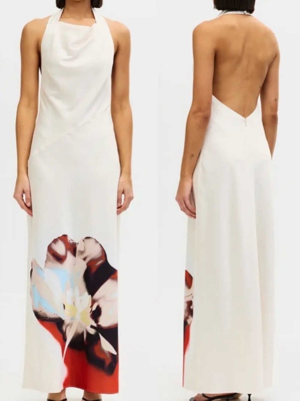 Significant Other Anastasia Placed Floral Satin Halter Maxi Dress